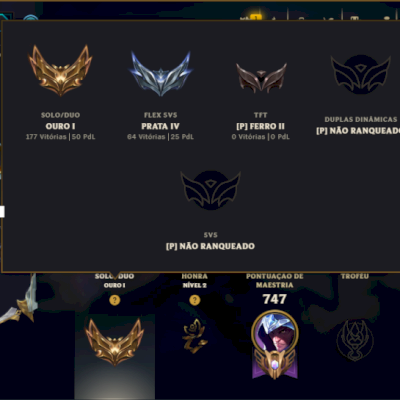 Ouro 1 com TODOS os Champs e 256 Skins +11 Prestigios
