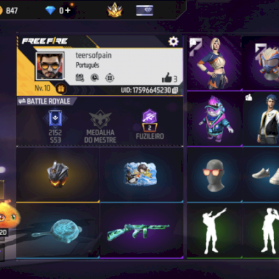 🔥 CONTA FREE FIRE | NVL.10 | SKINS DE ARMAS E GEL + CARTÃO TROCA NICK 🔥