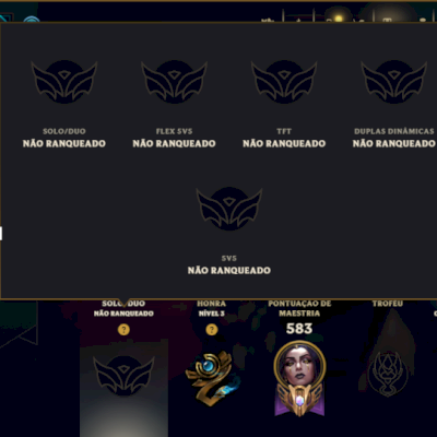Unranked com TODOS os Champs e 427 Skins ( Nivel 523 )