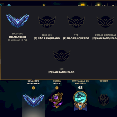 Diamante 3 com 55 Champs e 45 Skins