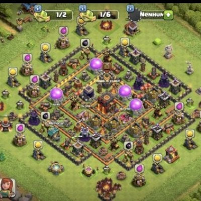 Clash of Clans, cv 10, quase full, 5 construtores e 1 goblin construtor