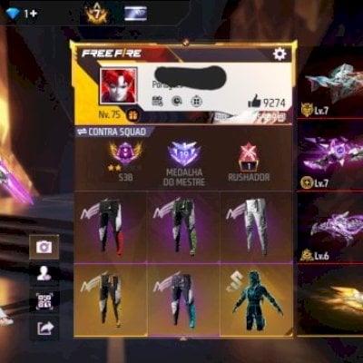 conta free fire com 5 angelicais e 12 armas evolutivas