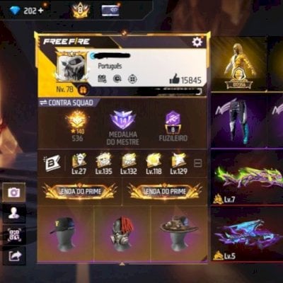 CONTA FREE FIRE GEMADA COM SEGUNDO, TERCEIRO, SETIMO PASSE PRIME 8 TROCA NICK