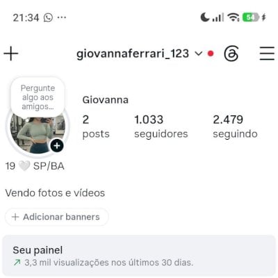 Conta com 1k de seguidores reais e engajados