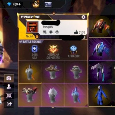 Conta de free fire gemada com steampunk, punho, angelical, top criminal, prime 6
