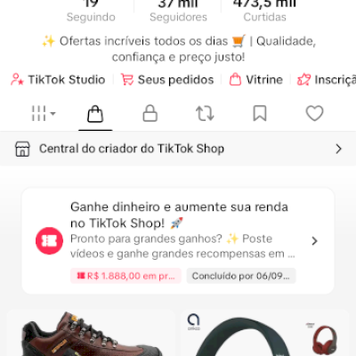 Conta aprovada no Tiktok shop