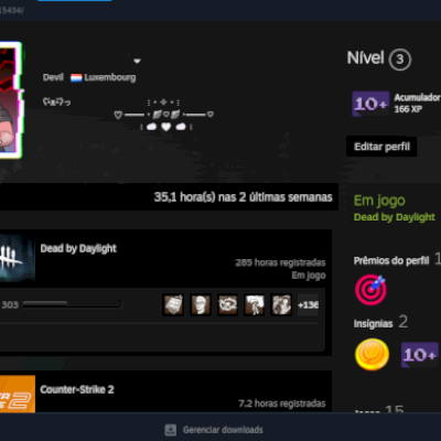 CONTA STEAM C DBD E 15 JOGOS