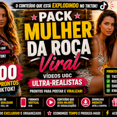 TikTok Mulher da Roça Viral|Pack +200 Vídeos Ultra-Realistas