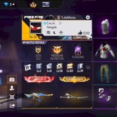 CONTA DE FREE FIRE BOA PARA INICIAR COM MAIS DE 7 ANOS/ 200 PEITAS/+ TROCA NICK