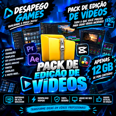 🔥 PACK DE EDIÇÃO DE VÍDEOS 12GB PARA PC | EFEITOS, TRANSIÇÕES, TEMPLATES ETC
