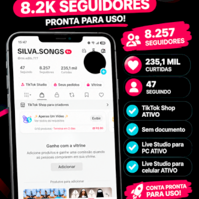 🔥 **CONTA TIKTOK 8k+ SEGUIDORES | SHOP ATIVO E SEM DOC🚀*