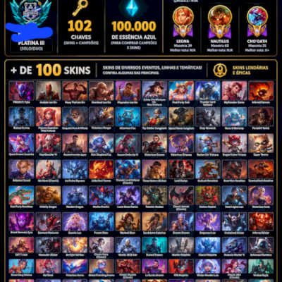 Conta LOL NFA- mais de 100 skins e 102 chaves
