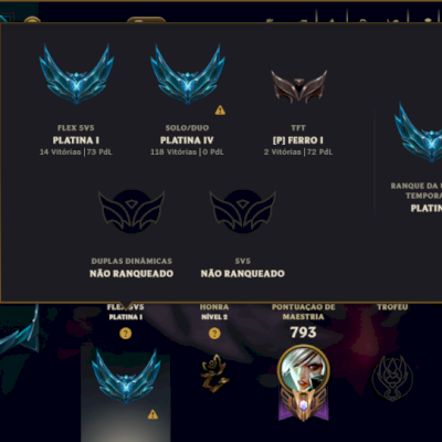 Platina 4 com TODOS os Champs e 264 Skins +16 Vitoriosas