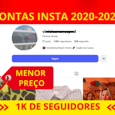 🚨 CONTA INSTAGRAM 2019-2020 + 1k SEGUIDORES ENTREGA AUTOMÁTICA + MENOR PREÇO 🚨