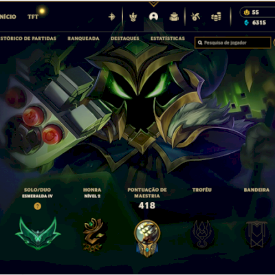 CONTA LOL ESMERALDA 4 MMR ALTO 30 PDL+ 92 SKINS SENDO 3 ULTIMATES.