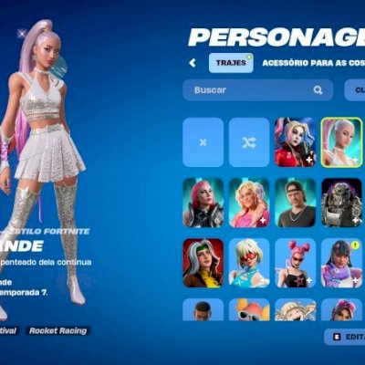Conta Fortnite com todas Ariana Grande, Lady Gaga, Karol G, Perséfone