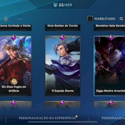 CONTA DO WILD RIFT FOCO EM ADC 53 SKIN 4 LARANJAS