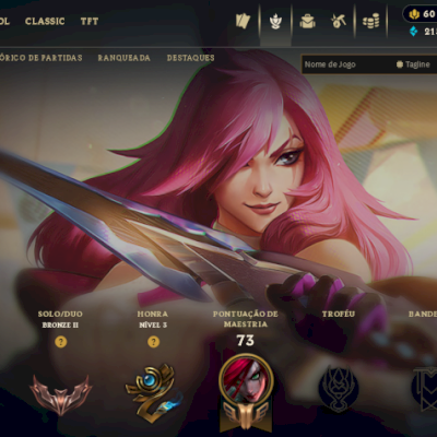 CONTA BRONZE 3 COM SKIN DA KATARINA ACADEMIA DE BATALHA