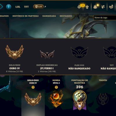 Ouro 4 com TODOS os Champs e 134 Skins ( MAIN JG )