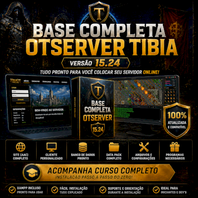 Base Tibia Otserver Global Nova Versão 15.24 Todos Arquivos + Video Aula