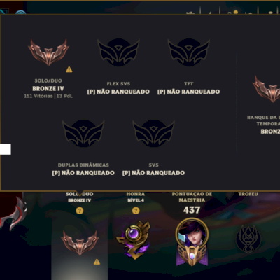 Bronze 4 com TODOS os Champs e 98 Skins (Mais de 300 Jogos)