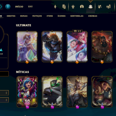 Conta Prata , 864 skins todos os campeões, 13 paginas de runa