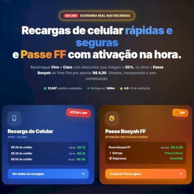 🔥PAINEL RECARGA CELULAR + PASSE FF🔥
