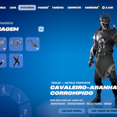 Conta fortnite/epic games 284 skin exclusiva xbox cavaleiro aranha corrompido