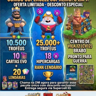 COMBO SUPREMO ATUALIZADO: CLASH ROYALE + BRAWL STARS + CLASH OF CLANS (CV12)!