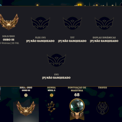 CONTA SMURF LOL RANKED LIBERADA | 2 SKINS | OURO 3- FULL ACESSO