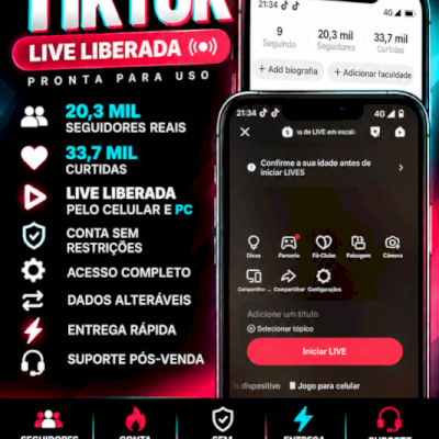 🔥 CONTA TIKTOK PREMIUM — LIVE LIBERADA CELULAR + PC