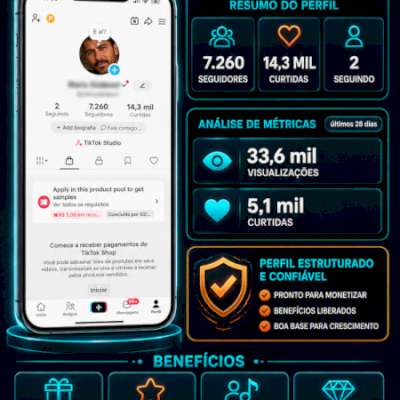 TikTok Shop BR | 7,2k seguidores |  Pronta para Crescer