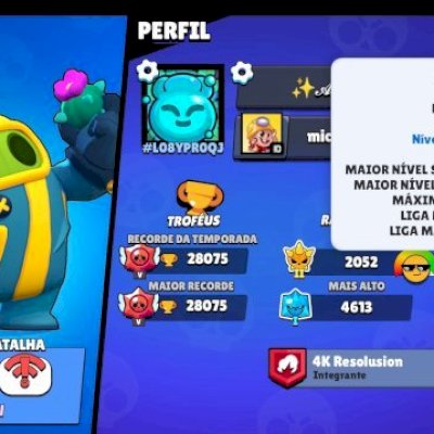 Conta de brawl stars com 28k de troféus, muitas skins e brawlers nível 11 !!