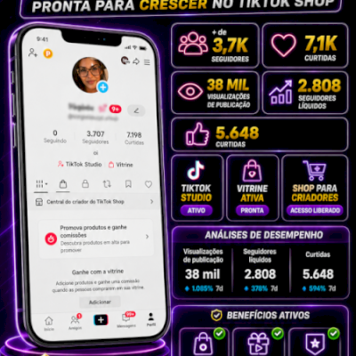 Conta TikTok 3,7K+ com Shop Ativo, Vitrine e 100% de Crescimento Orgânico
