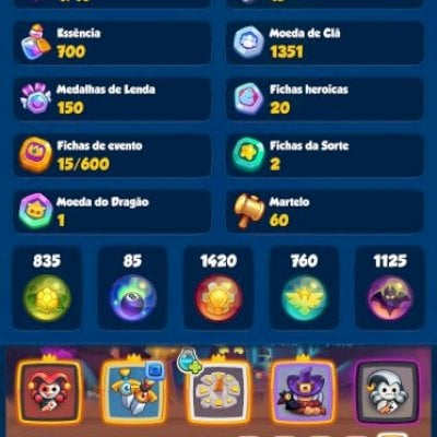 CONTA RUSH ROYALE BRIGUENTO FULL E ALGUMAS LENDARIAS 11, MELHOR VALOR