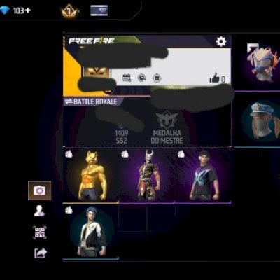 CONTA FF + CATIORRÃO + SAMURAI + 103 DIAMANTES + EMOTE DE ENTRADA (SEU EMAIL)