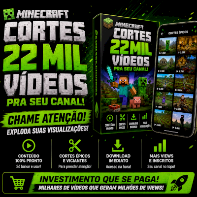 22 MIL Cortes Minecraft para YouTube, TikTok, Kwai e Shorts | Download Imediato