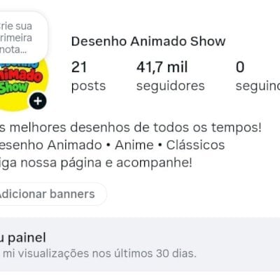 Conta de Instagram de Vídeos de Desenho Animado com 41 mil e 800 seguidores