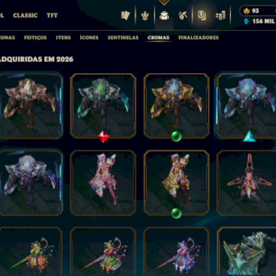 CONTA TOP DE LEAGUE OF LEGENDS À VENDA ESMERALDA/DIAMANTE - 232 skins