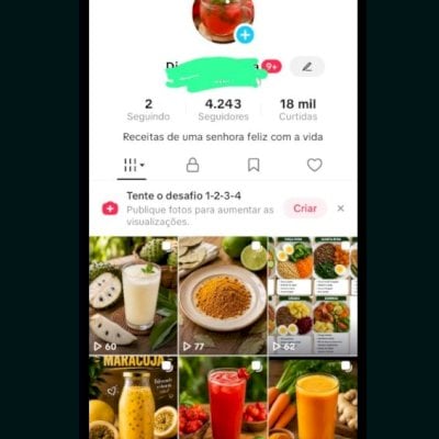 Vendo essa conta tá subindo visualização e seguidores receita de culinária
