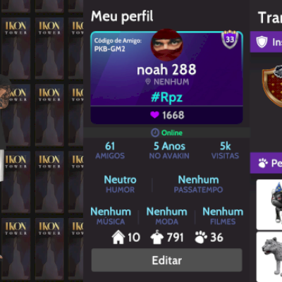 Vendo conta Avakin com itens raros