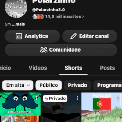 CONTA DO YOUTUBE 14,600K (NEGOCIÁVEL)