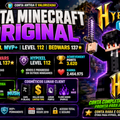 Minecraft Original + OptiFine Cape + MVP+ Hypixel | Level 112 | BedWars 137★