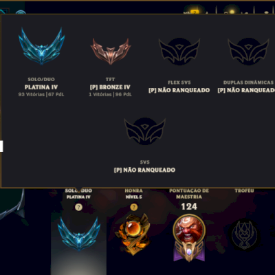 Platina 4 com 65 Champs e 53 Skins ( MAIN JG )