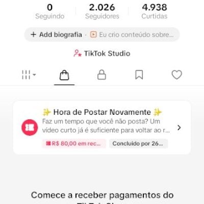 CONTA DO TIKTOK COM SHOP ATIVO +2K SEGUIDORES, LIVES ATIVAS (ENGAJAMENTO REAL)