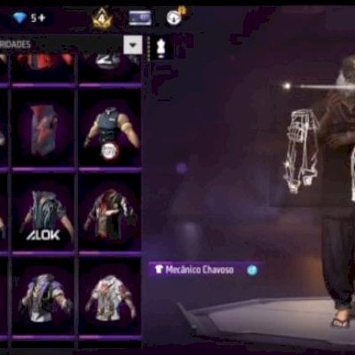 Conta FF Gringa 160 Moda - Manto Sombra + Colete Ouro + Vila Metamorfo