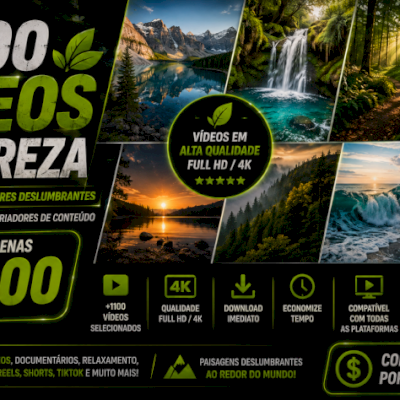 +1.100 Vídeos de Natureza-Paisagens, Florestas e Cenas Relaxantes-ENTREGA AUTOMÁ