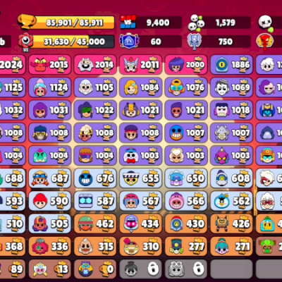 Conta de Brawl Stars 85k+ troféus e com todos os Brawlers, 2019