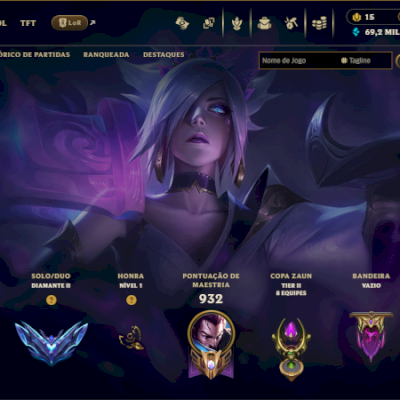 CONTA DIAMANTE 2 / LEVEL 598 / 282 SKINS / ÚNICO DONO CONTA DESDE 2012