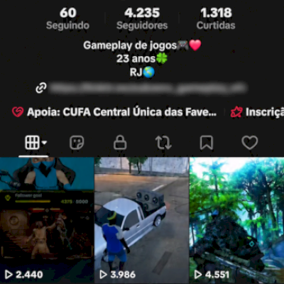 Perfil Gamer | 4.235 Seguidores | Lives Liberadas | Bom Alcance
